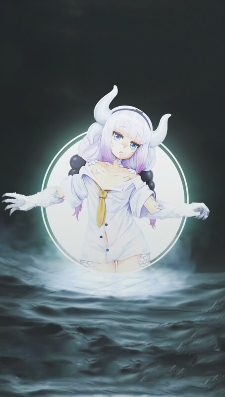 Anime Girl with Horns — White, Dramatic, Night, Digital Art, Horned Headwear, Shirt