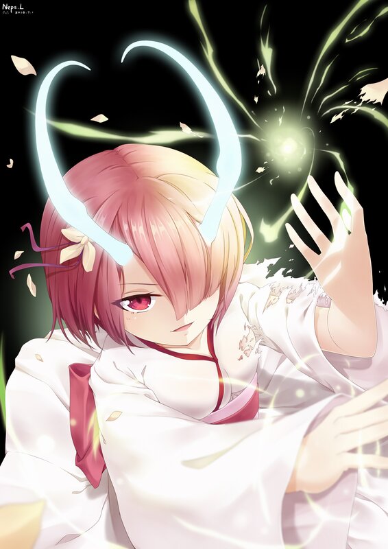 Anime Girl with Horns — White, Dramatic, Night, Digital Art