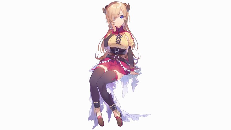 Anime Girl with Horns — White, Neutral, Long Hair