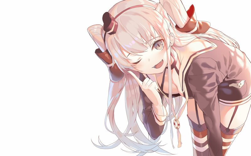 Anime Girl with Horns — White, Playful, Long Hair