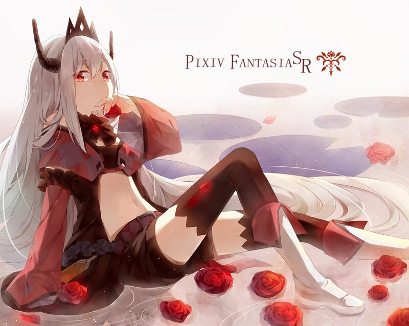 Anime Girl with Horns — White, Serene