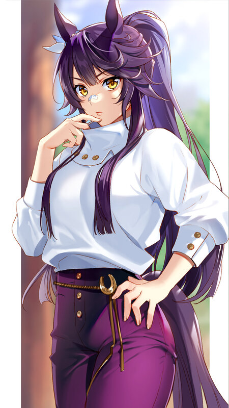 Anime Girl with Horse Ears — Purple, Calm, Afternoon