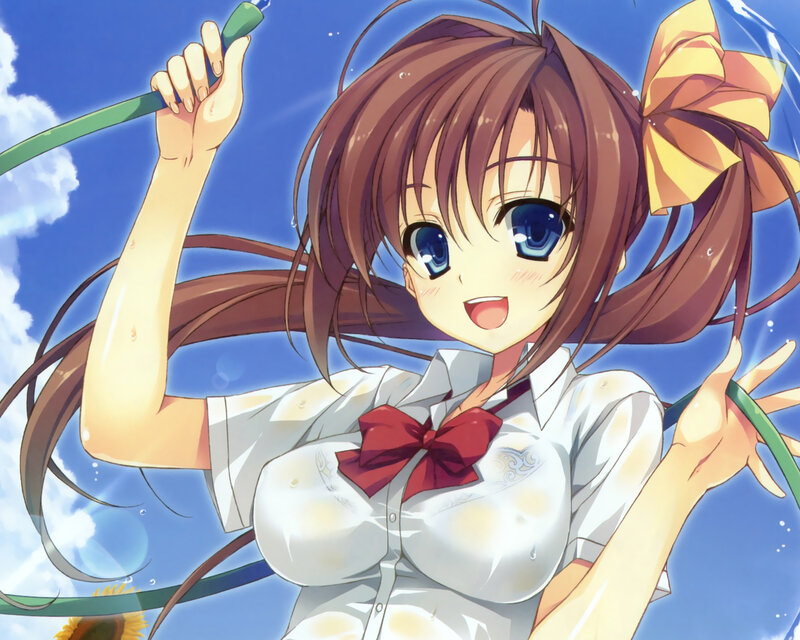Anime Girl with Hose — Blue
