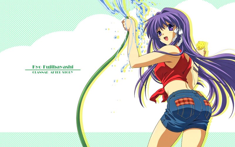 Anime Girl with Hose — Purple