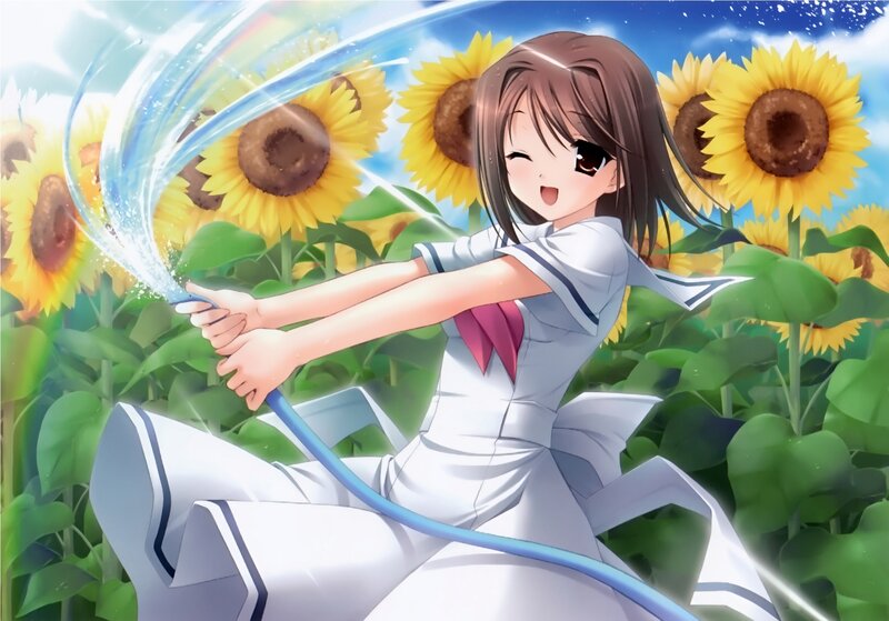 Anime Girl with Hose — Yellow