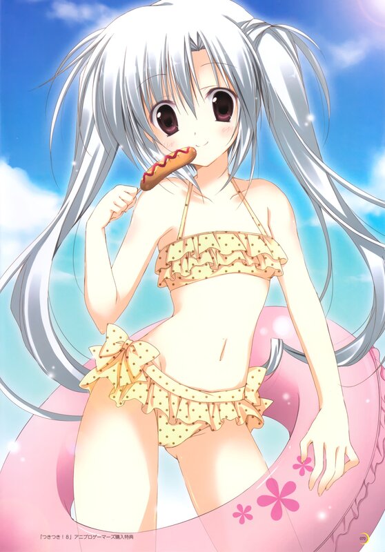 anime girl with hot dog