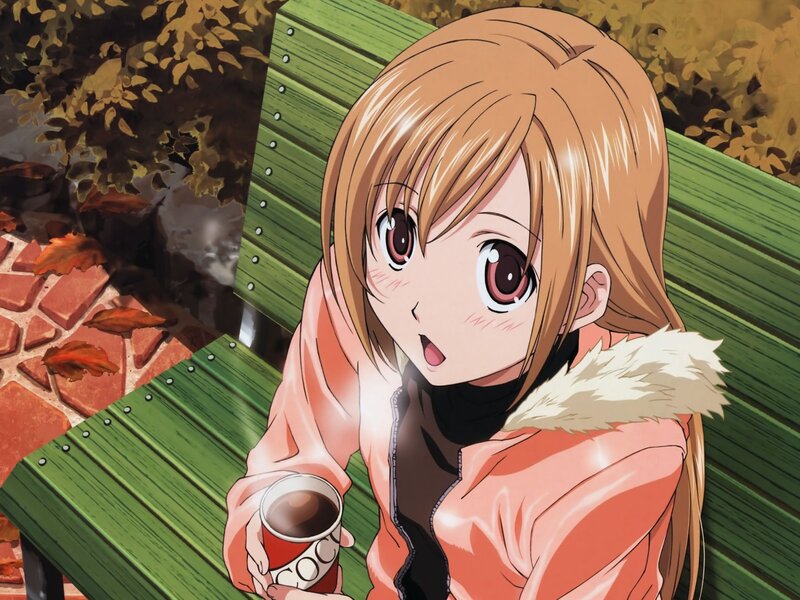 Anime girl with hot drink