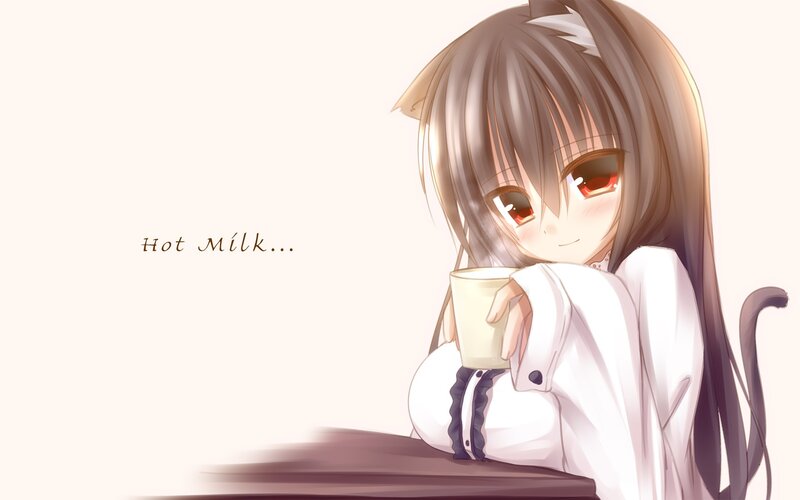 anime girl with hot milk
