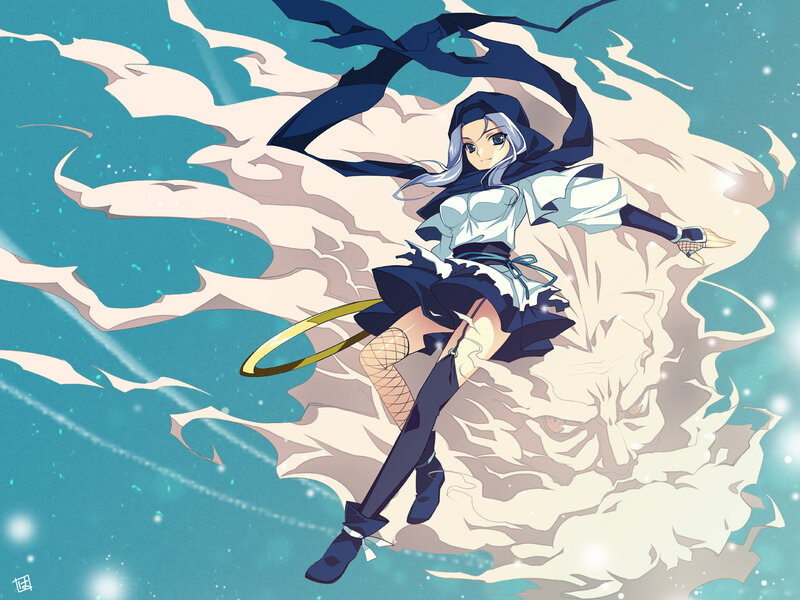 Anime Girl with Hula Hoop — Blue, Dramatic
