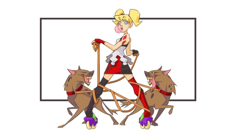 anime girl with hyenas