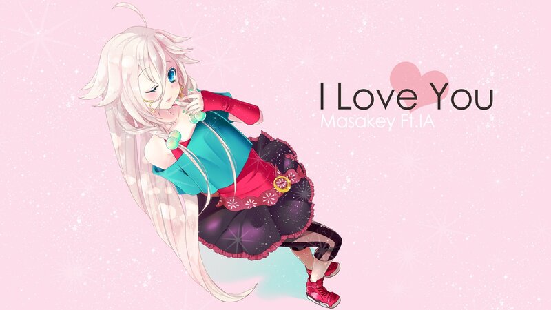 Anime girl with I Love You text