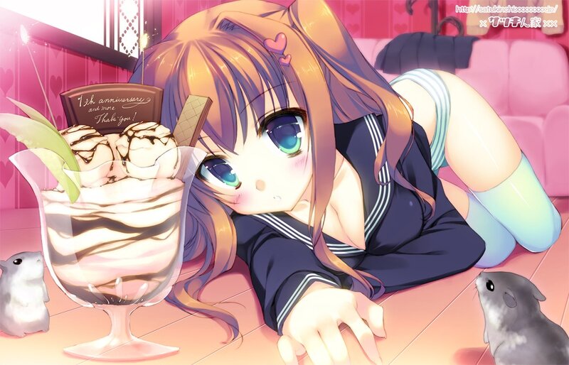 Anime girl with ice cream