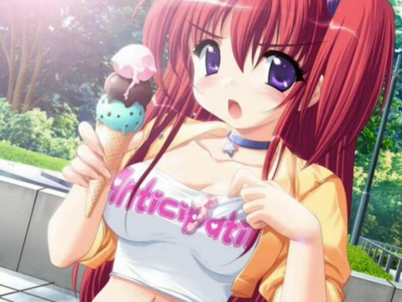 Anime girl with ice cream