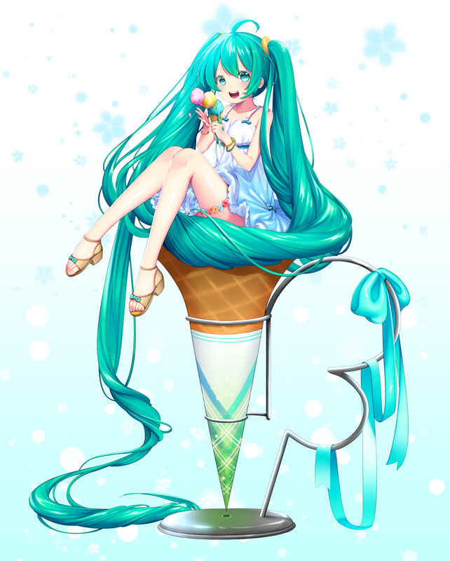 Anime Girl with Ice Cream — Cyan