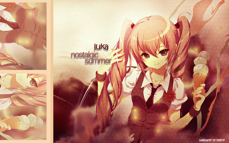 Anime Girl with Ice Cream — Pink, Nostalgic