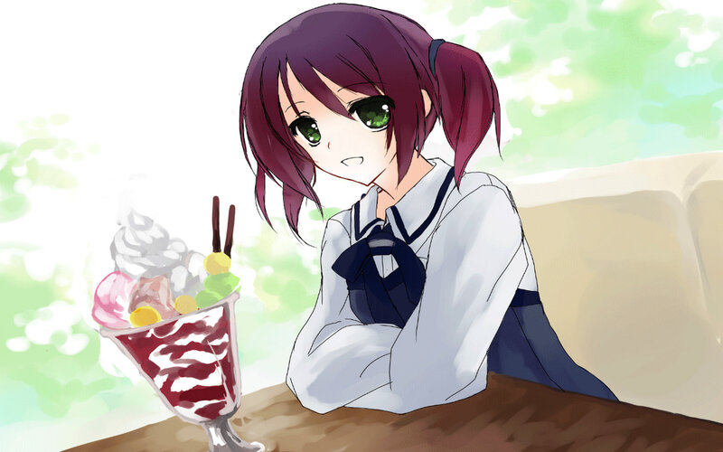 Anime Girl with Ice Cream — Purple, Calm, Afternoon