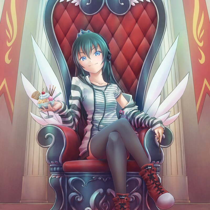 Anime Girl with Ice Cream — Red, Calm