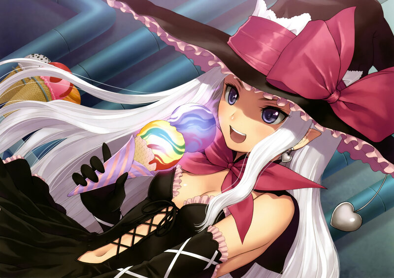 Anime Girl with Ice Cream — White