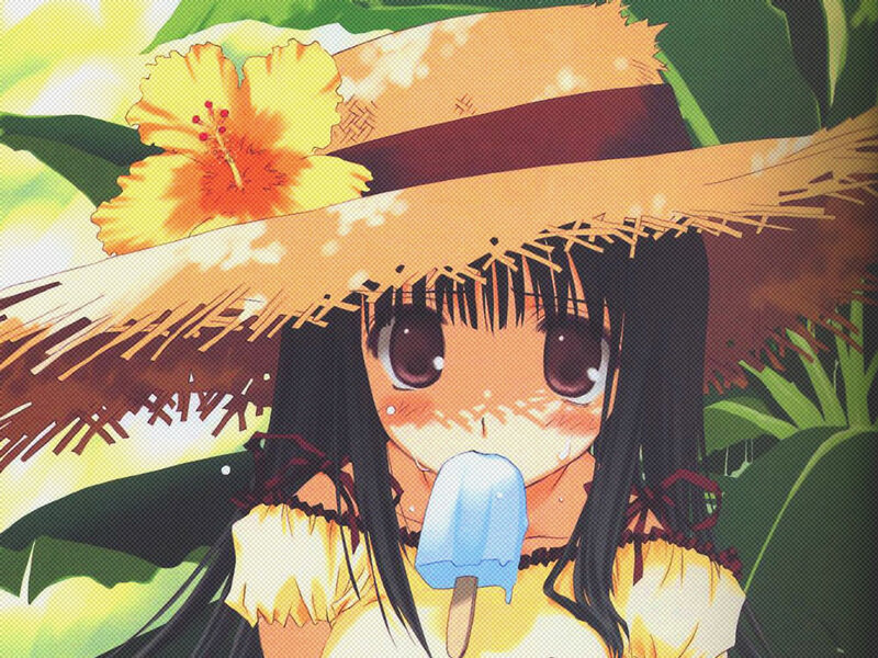Anime Girl with Ice Cream — Yellow