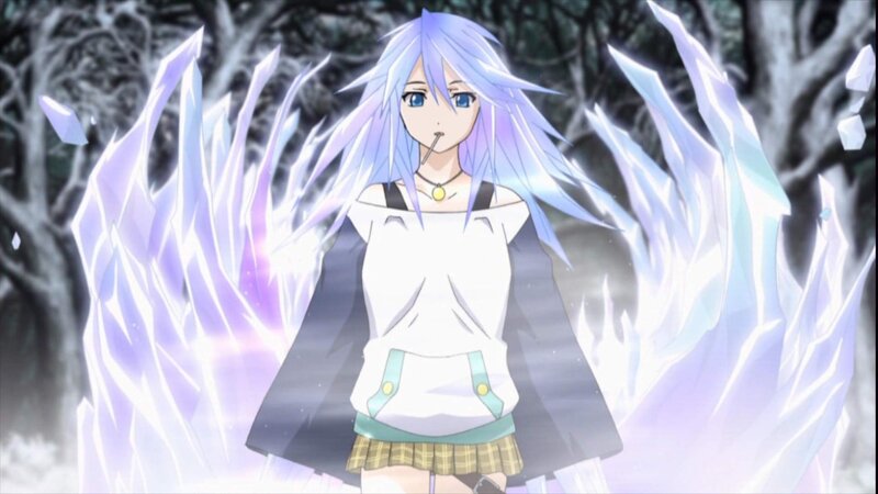 Anime Girl with Ice Crystals — White, Dramatic