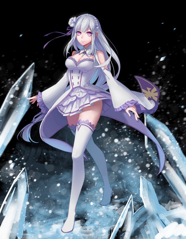 Anime Girl with Ice Crystals — White