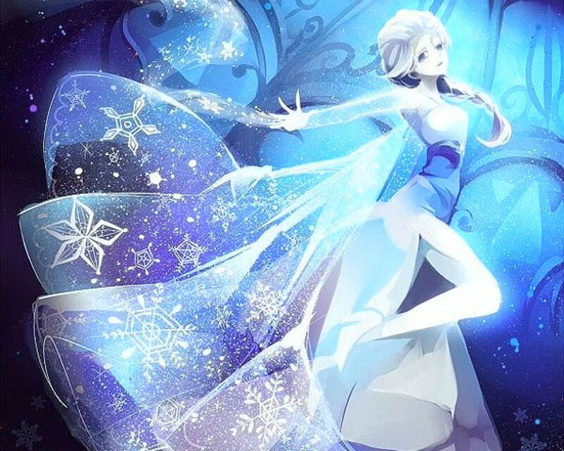 Anime Girl with Ice Dress