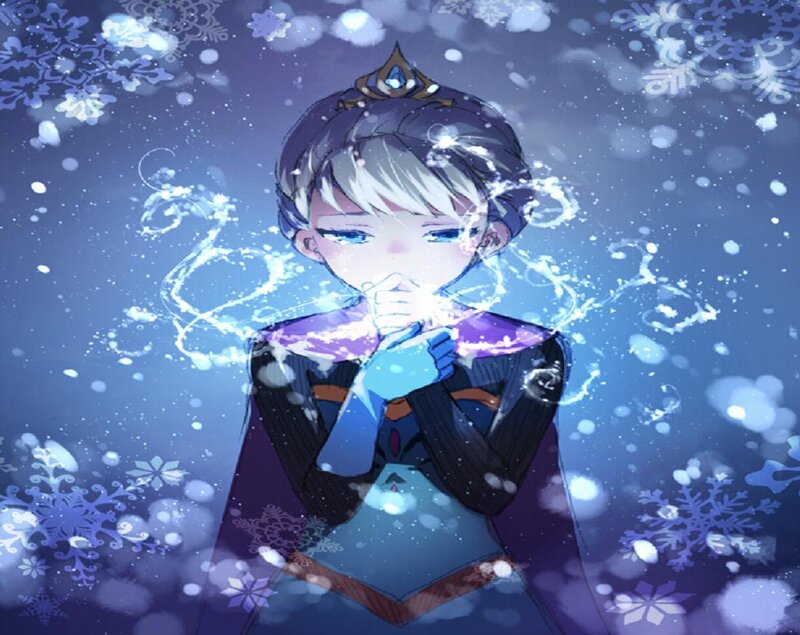 Anime Girl with Ice Magic — Blue