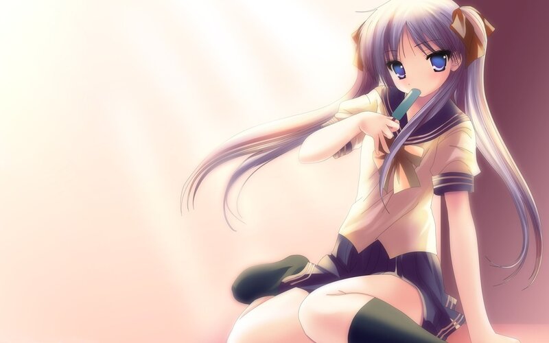 anime girl with ice pop