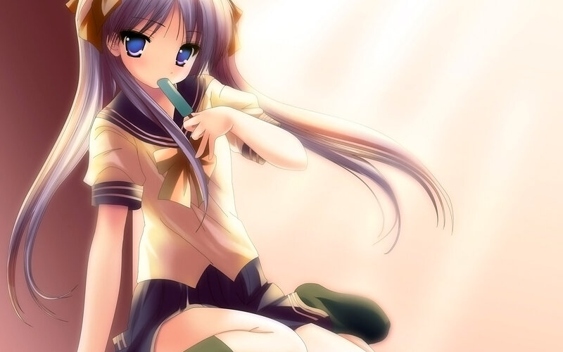 anime girl with ice pop