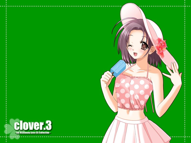 Anime Girl with Ice Pop — Green