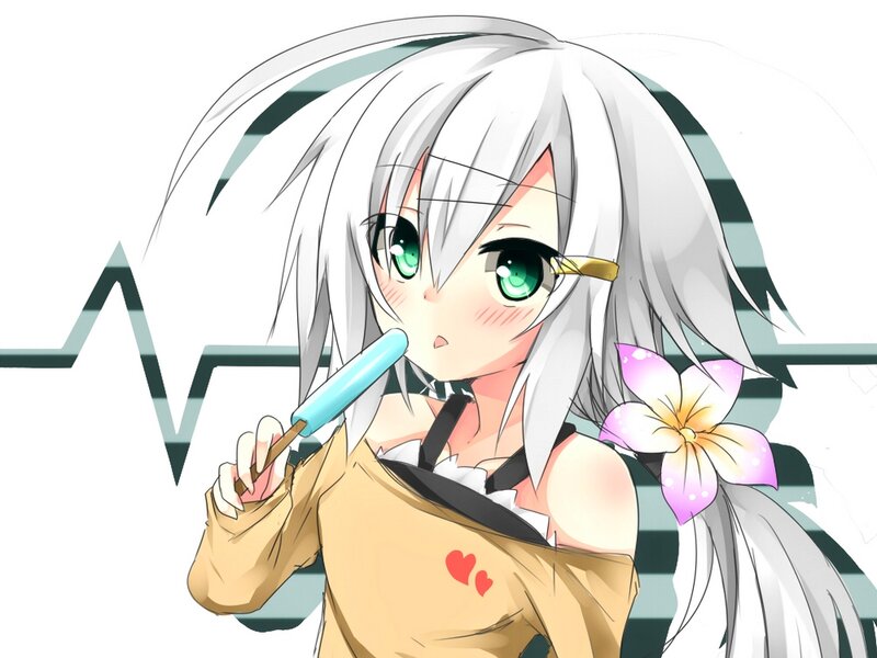 Anime Girl with Ice Pop — White