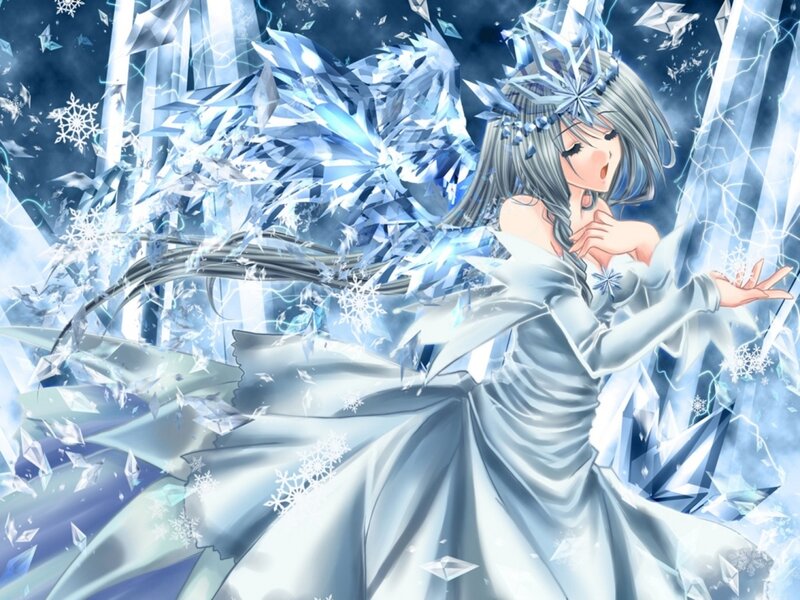Anime Girl with Ice Powers — Blue, Dramatic, Winter