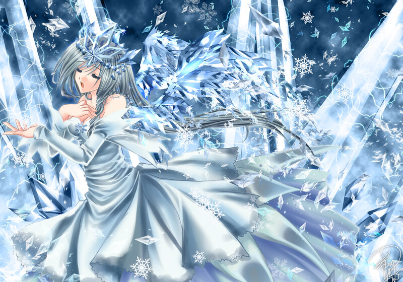 Anime Girl with Ice Powers — Blue