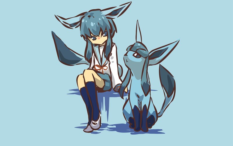 anime girl with ice-type pokémon