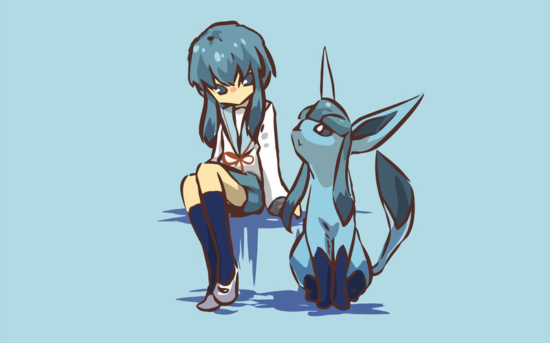 anime girl with ice-type pokémon