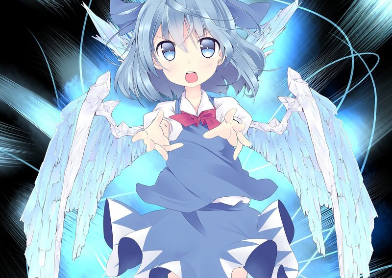 anime girl with ice wings