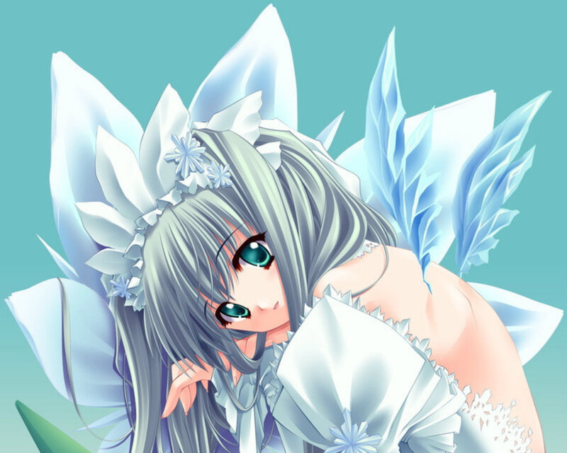 Anime Girl with Ice Wings — White, Serene