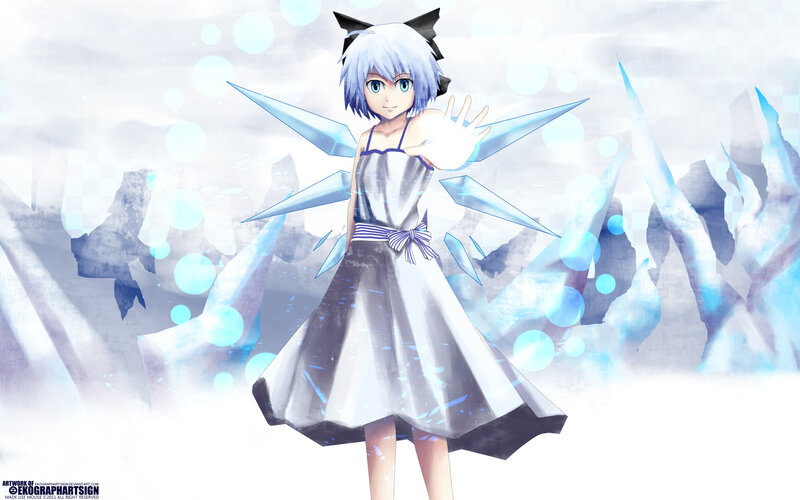 Anime Girl with Ice Wings — White