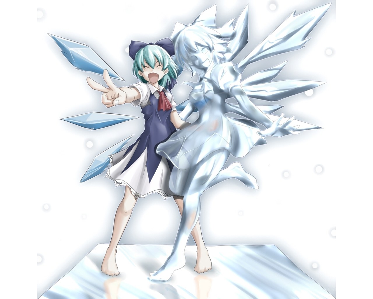 anime girl with ice wings