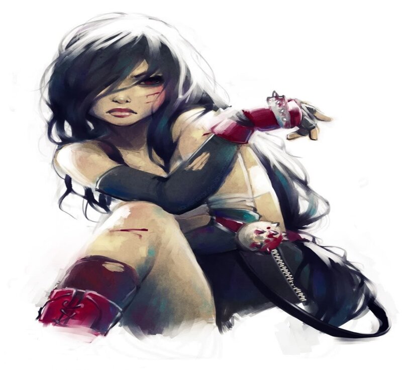 Anime Girl with Injuries — Black
