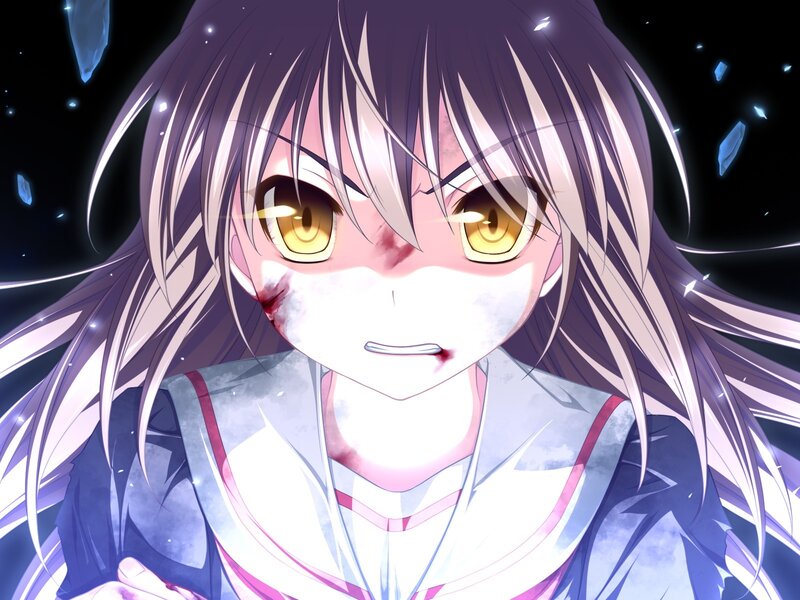 Anime Girl with Injuries — Purple