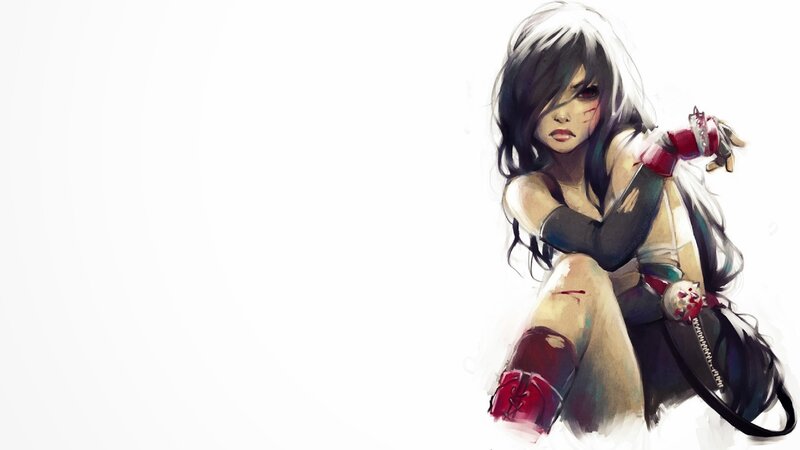 Anime Girl with Injuries — White