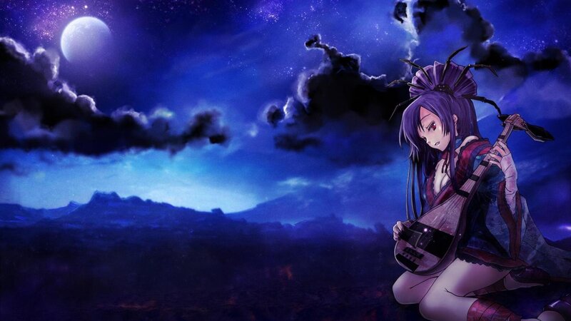 Anime Girl with Instrument — Blue