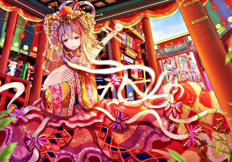 Anime Girl with Instrument — Red