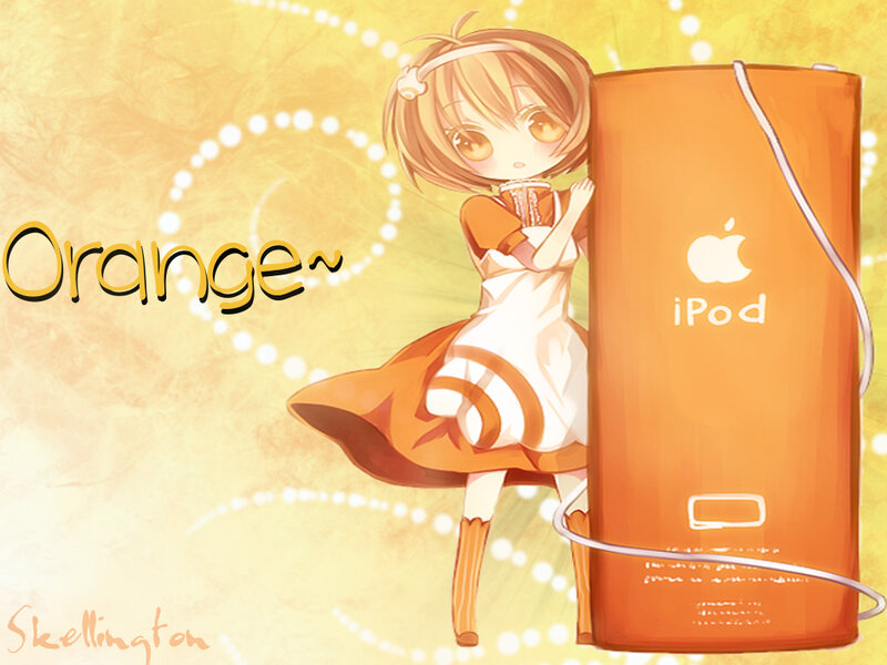 Anime Girl with IPod — Orange