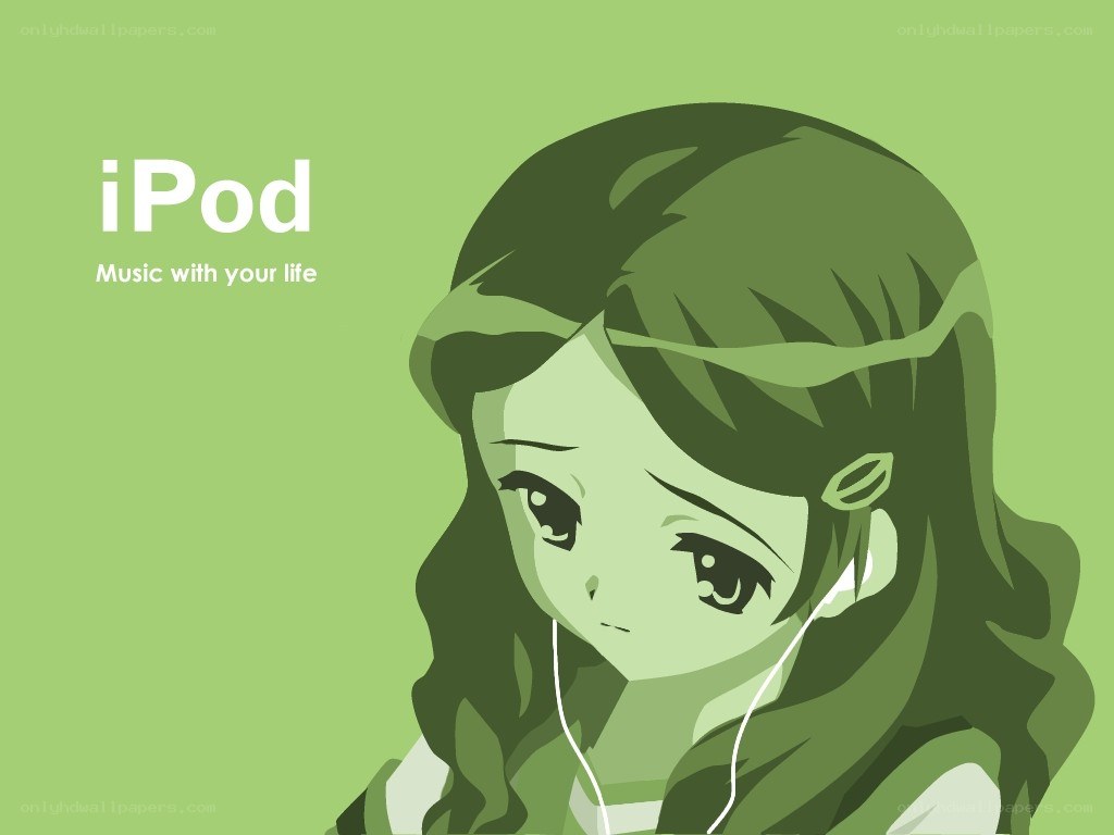 anime girl with ipod