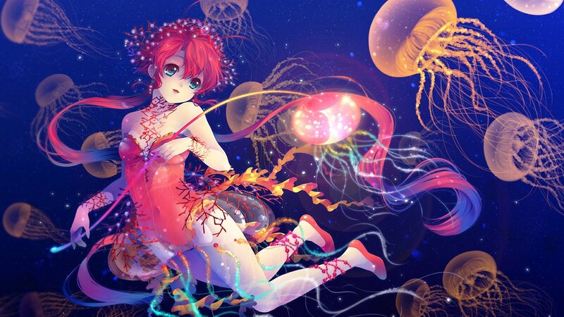 Anime girl with jellyfish
