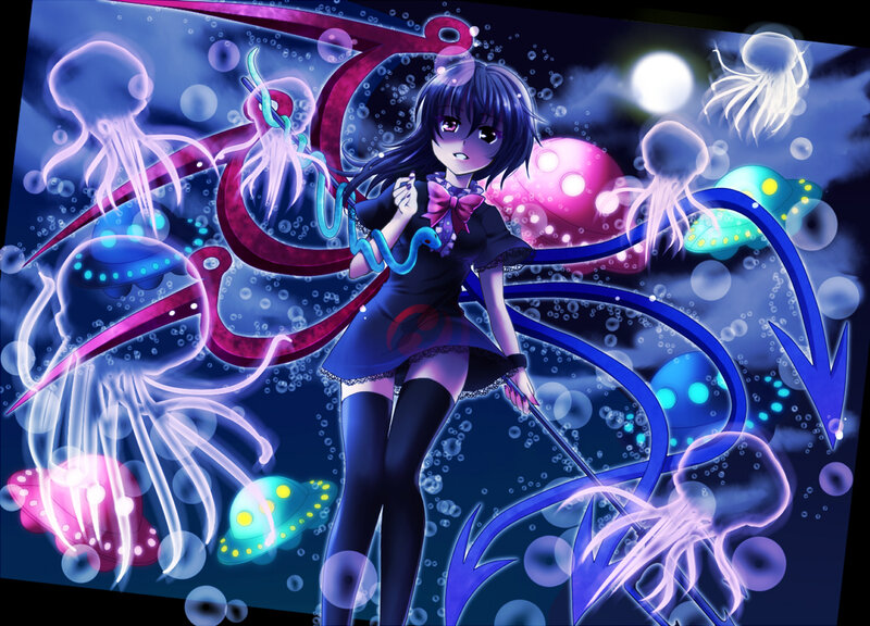 Anime Girl with Jellyfish — Blue, Mystical