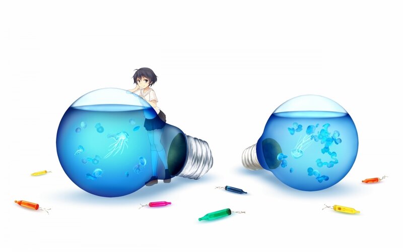 anime girl with jellyfish bulbs