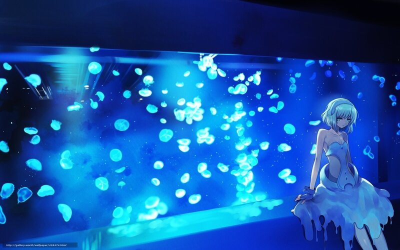 anime girl with jellyfish